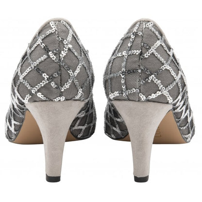  Silver Lucia Patterned Court Shoes | Lotus
