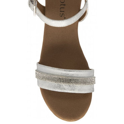  Silver Nantes Open-Toe Wedge Sandals | Lotus