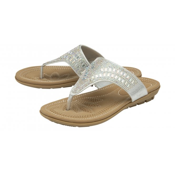  Silver Rafaella Flat Toe-Post Sandals | Lotus