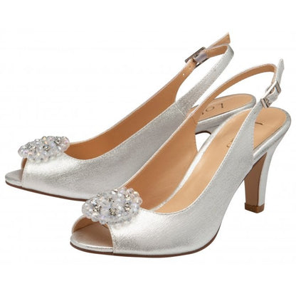  Silver Shimmer Elodie Sling-Back Shoes | Lotus 