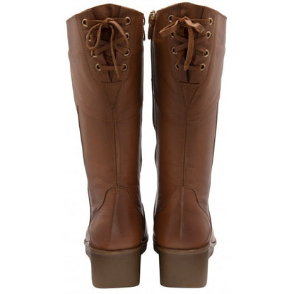  Tan Leather Dara Mid-Calf Wedge Boots | Lotus