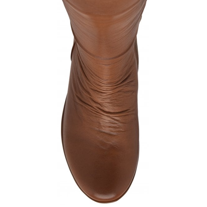  Tan Leather Dara Mid-Calf Wedge Boots | Lotus