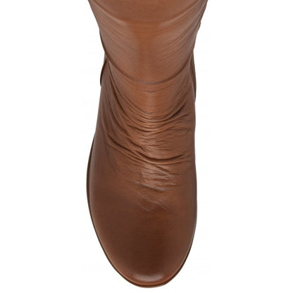  Tan Leather Dara Mid-Calf Wedge Boots | Lotus