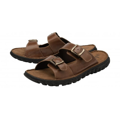  Tan Leather Kenton Mule Open-Toe Sandals | Lotus 