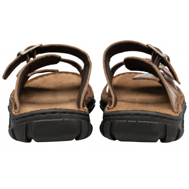  Tan Leather Kenton Mule Open-Toe Sandals | Lotus 