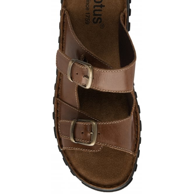  Tan Leather Kenton Mule Open-Toe Sandals | Lotus 