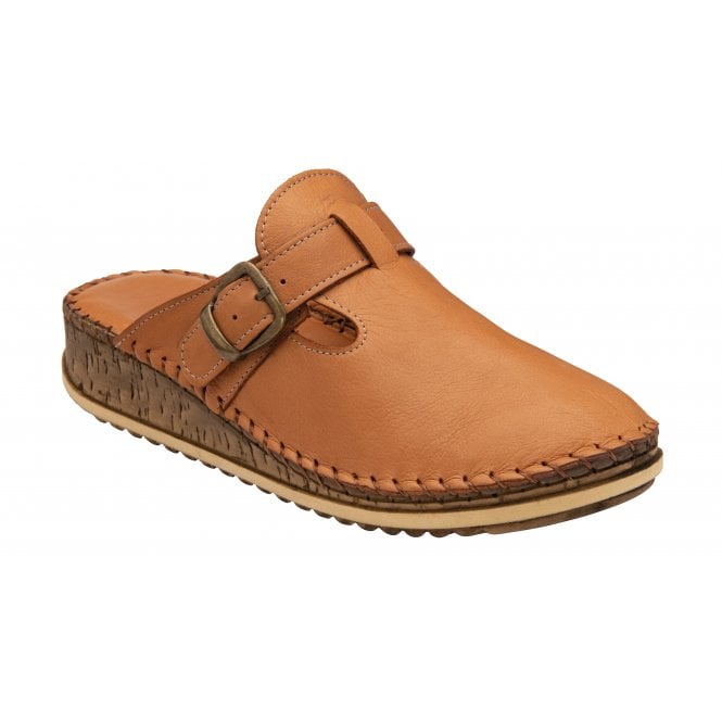  Tan Leather Kerry Round-Toe Mules | Lotus