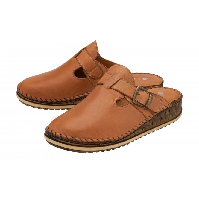  Tan Leather Kerry Round-Toe Mules | Lotus