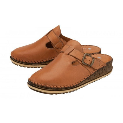  Tan Leather Kerry Round-Toe Mules | Lotus
