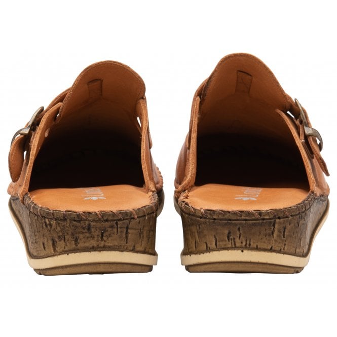  Tan Leather Kerry Round-Toe Mules | Lotus