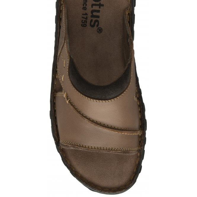  Tan Leather Louis Mule Open-Toe Sandals | Lotus 