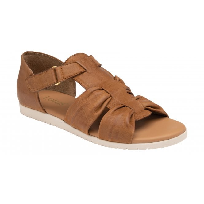  Tan Leather Santino Flat Open-Toe Shoes | Lotus
