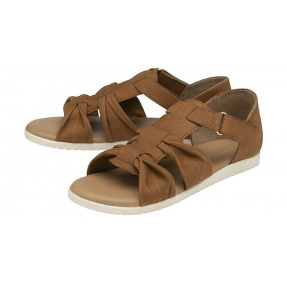  Tan Leather Santino Flat Open-Toe Shoes | Lotus