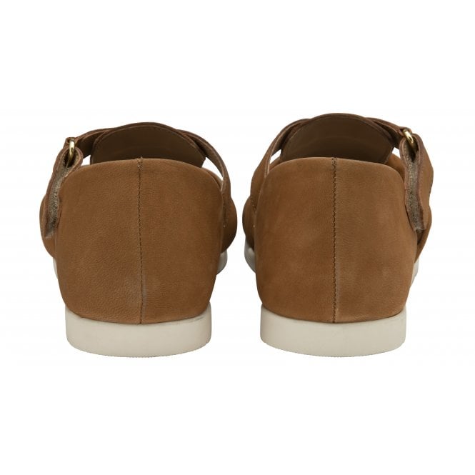  Tan Leather Santino Flat Open-Toe Shoes | Lotus