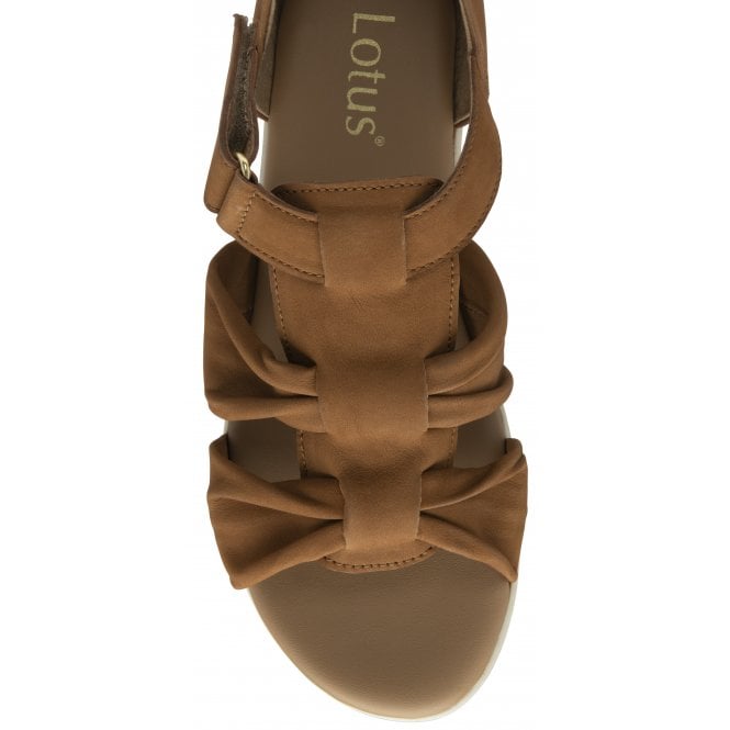  Tan Leather Santino Flat Open-Toe Shoes | Lotus