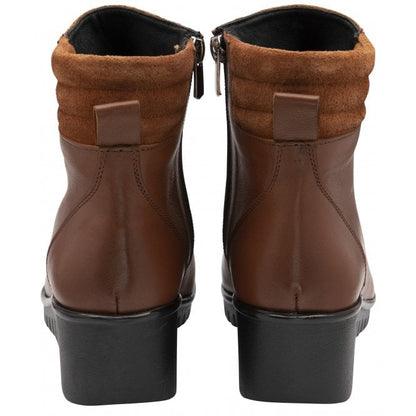  Tan Leather & Suede Delphine Wedge Ankle Boots | Lotus 