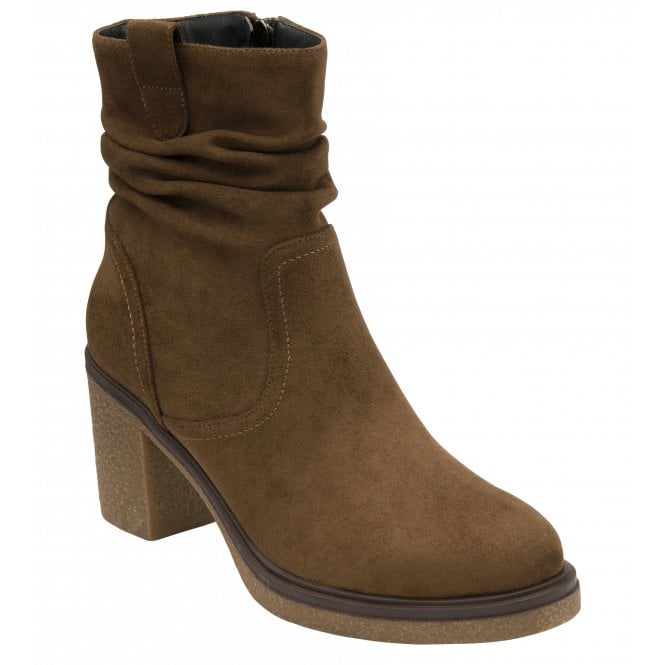  Tan Textile Danica Heeled Ankle Boots | Lotus