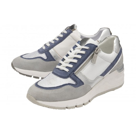  White & Blue Leather Sammie Casual Trainers | Stressless By Lotus