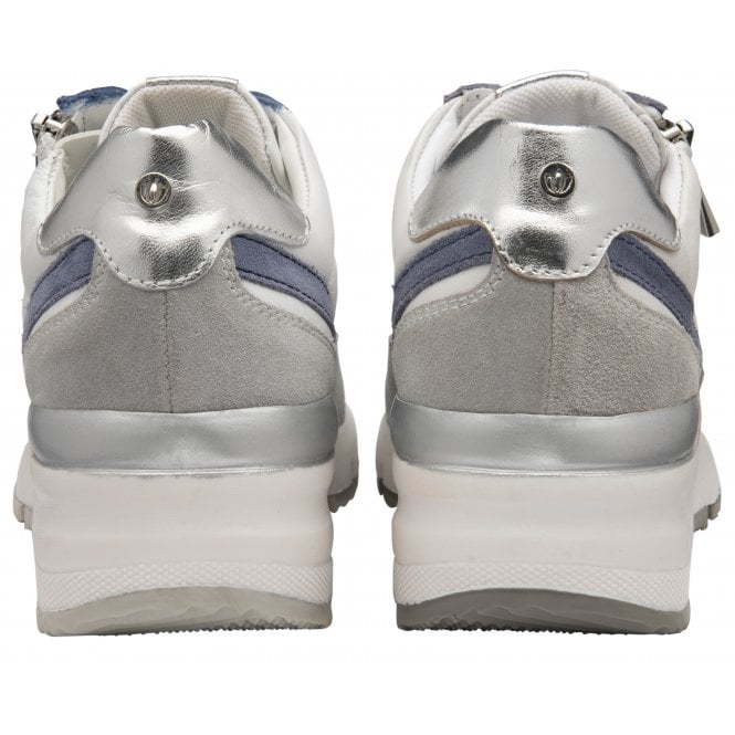  White & Blue Leather Sammie Casual Trainers | Stressless By Lotus