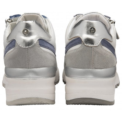 White & Blue Leather Sammie Casual Trainers | Stressless By Lotus