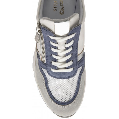  White & Blue Leather Sammie Casual Trainers | Stressless By Lotus