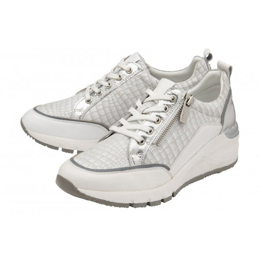  White Croc-Print Leather Sanford Casual Trainers | Stressless By Lotus