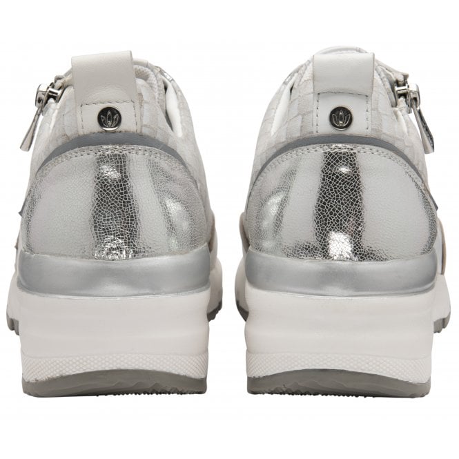  White Croc-Print Leather Sanford Casual Trainers | Stressless By Lotus