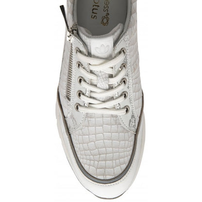  White Croc-Print Leather Sanford Casual Trainers | Stressless By Lotus