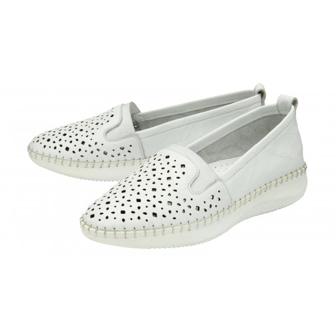  White Leather Francesca Slip-On Shoes | Lotus