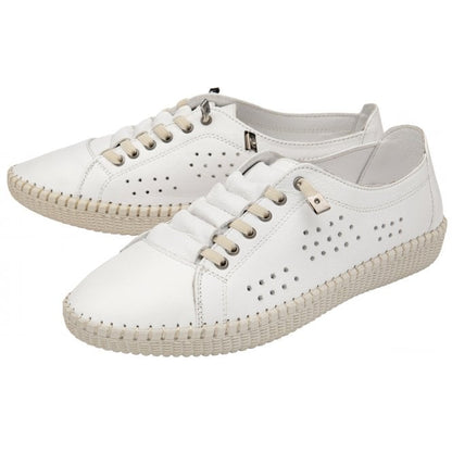  White Leather Kamari Casual Shoes | Lotus