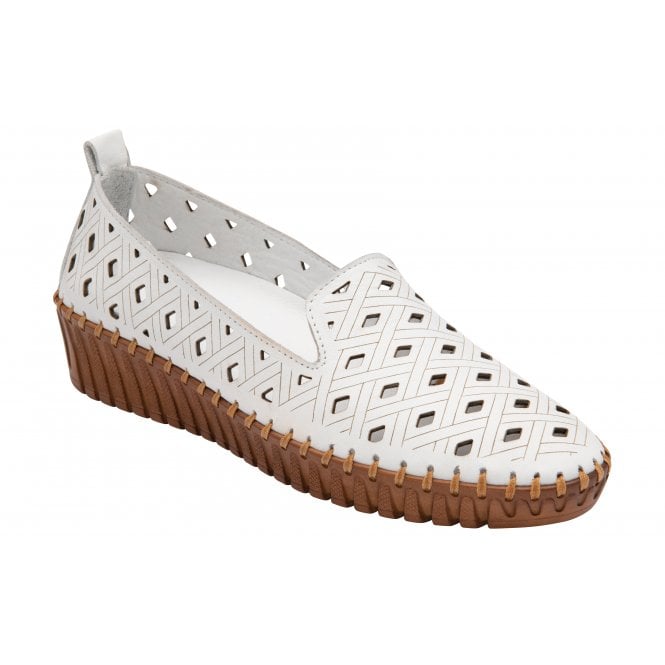  White Leather Karson Slip-On Shoes | Lotus