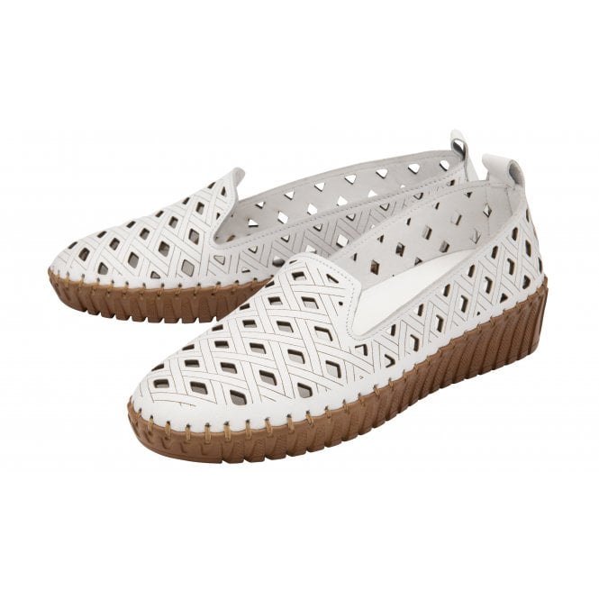  White Leather Karson Slip-On Shoes | Lotus