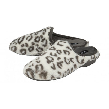  White Leopard-Print Cara Mule Slippers | Lotus