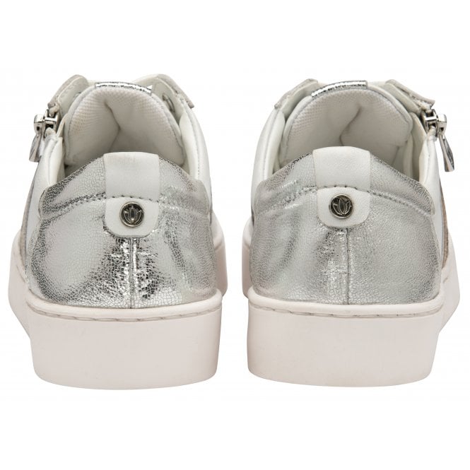  White & Leopard-Print Leather Sahara Zip-Up Trainers | Stressless By Lotus