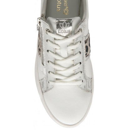 White & Leopard-Print Leather Sahara Zip-Up Trainers | Stressless By Lotus