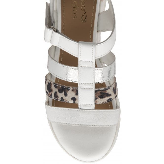  White & Leopard-Print Leather Shiloh Open-Toe Sandals | Stressless By Lotus