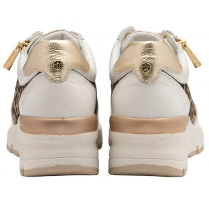  White & Leopard-Print Shola Zip-Up Casual Trainers | Stressless By Lotus