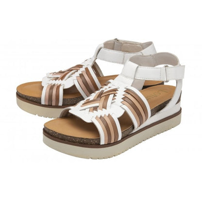  White Multi-Leather Cairnes Open-Toe Flatform Sandals | Lotus