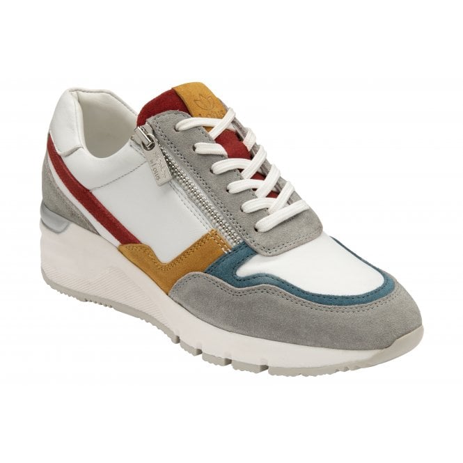  White Multi-Leather Suzuka Zip-Up Casual Trainers | Stressless By Lotus