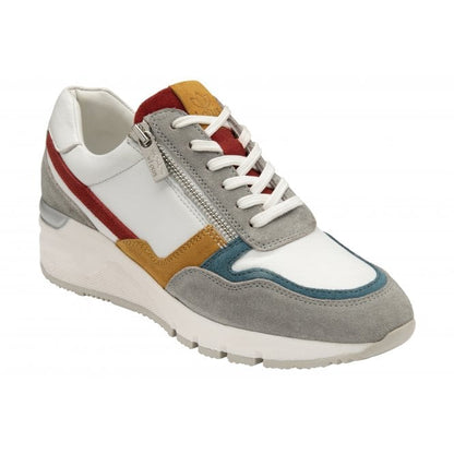  White Multi-Leather Suzuka Zip-Up Casual Trainers | Stressless By Lotus