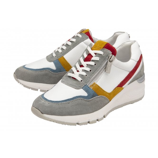  White Multi-Leather Suzuka Zip-Up Casual Trainers | Stressless By Lotus