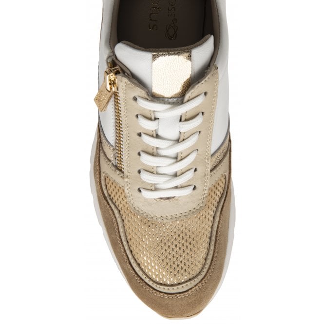  White & Natural Leather Sammie Casual Trainers | Stressless By Lotus