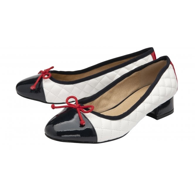  White, Navy & Red Ivy Ballerina Shoes | Lotus