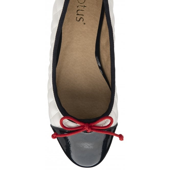  White, Navy & Red Ivy Ballerina Shoes | Lotus