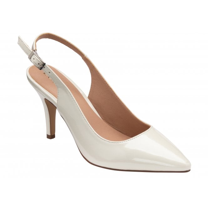  White Pearl Patent Remy Slingback Court Shoes | Lotus 