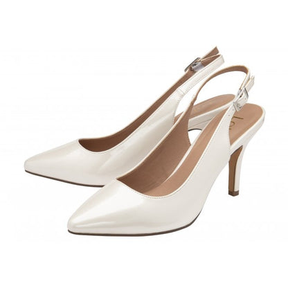  White Pearl Patent Remy Slingback Court Shoes | Lotus 