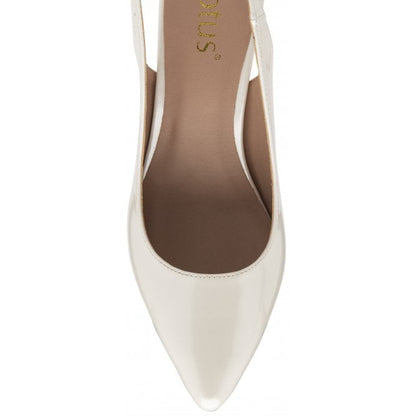  White Pearl Patent Remy Slingback Court Shoes | Lotus 