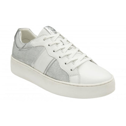  White & Silver Croc-Print Leather Simone Casual Trainers | Stressless By Lotus