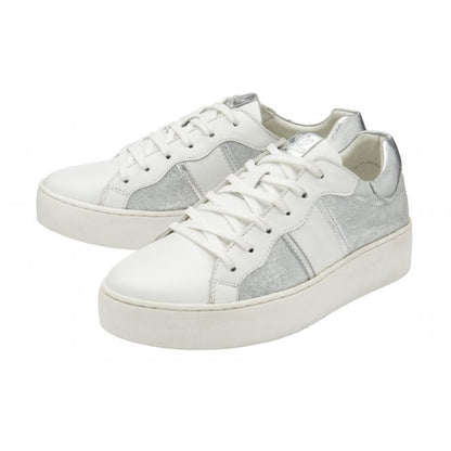  White & Silver Croc-Print Leather Simone Casual Trainers | Stressless By Lotus
