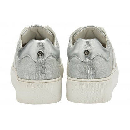  White & Silver Croc-Print Leather Simone Casual Trainers | Stressless By Lotus